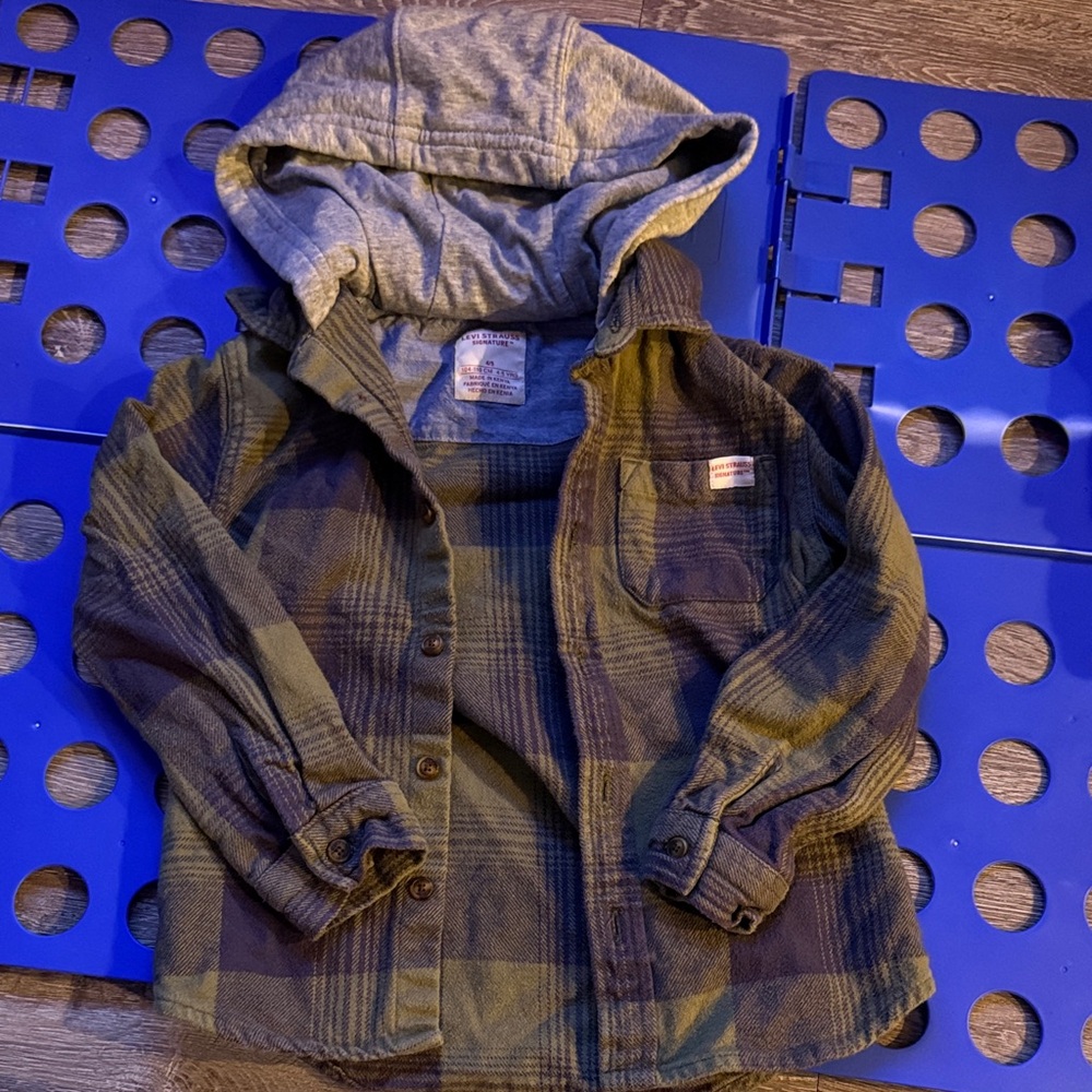 Signature by Levi Strauss Green Plaid Kids Hoodie